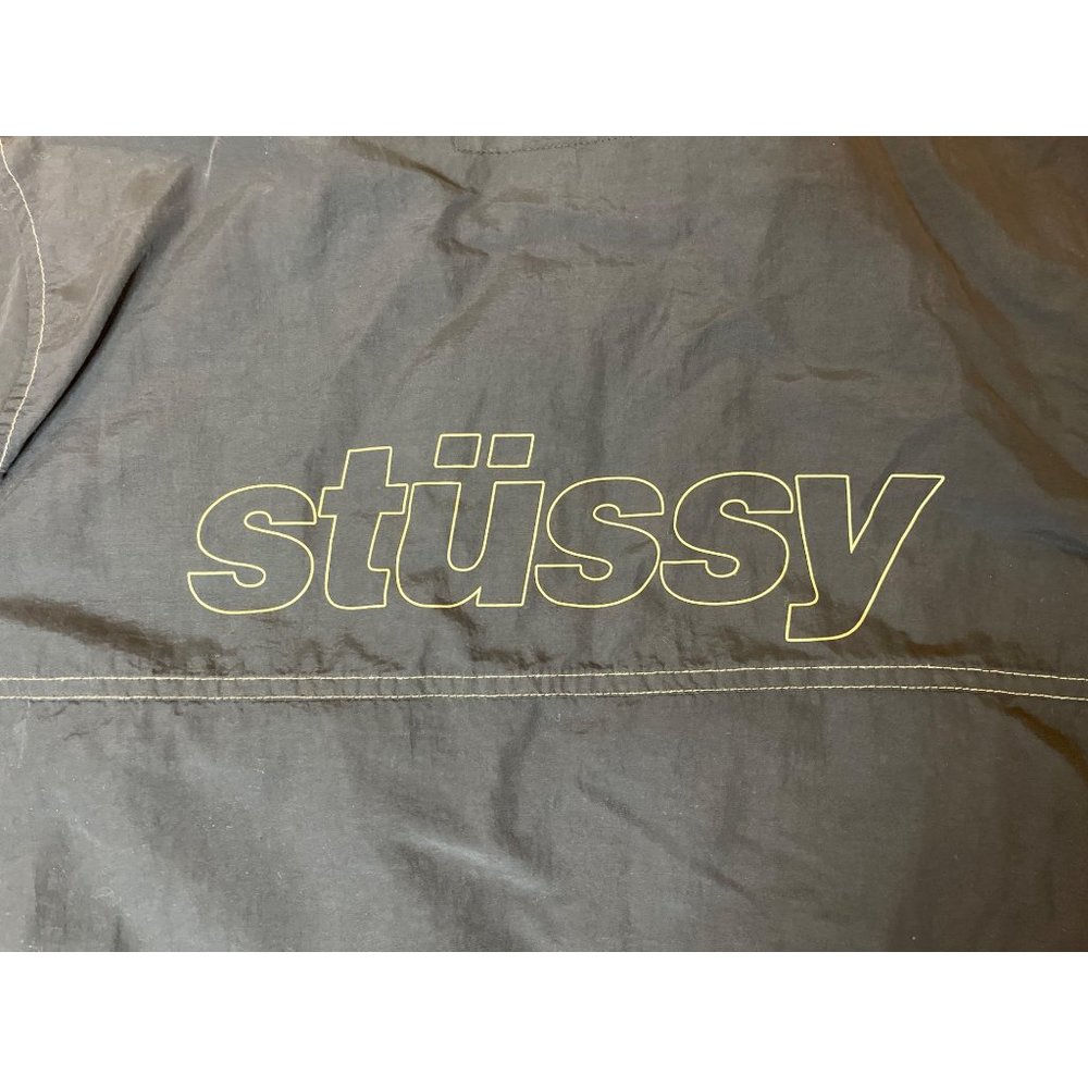 Stussy Lightweight Black / Tan Hooded Anorak Jacket Windbreaker Mens Size Small - Picture 8 of 9